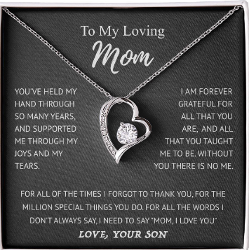 Elegant Heart Pendant Necklace Gift Set for Mom